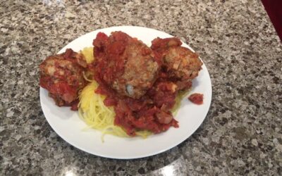 Spaghetti Squash with Spicy Chicken Meatballs